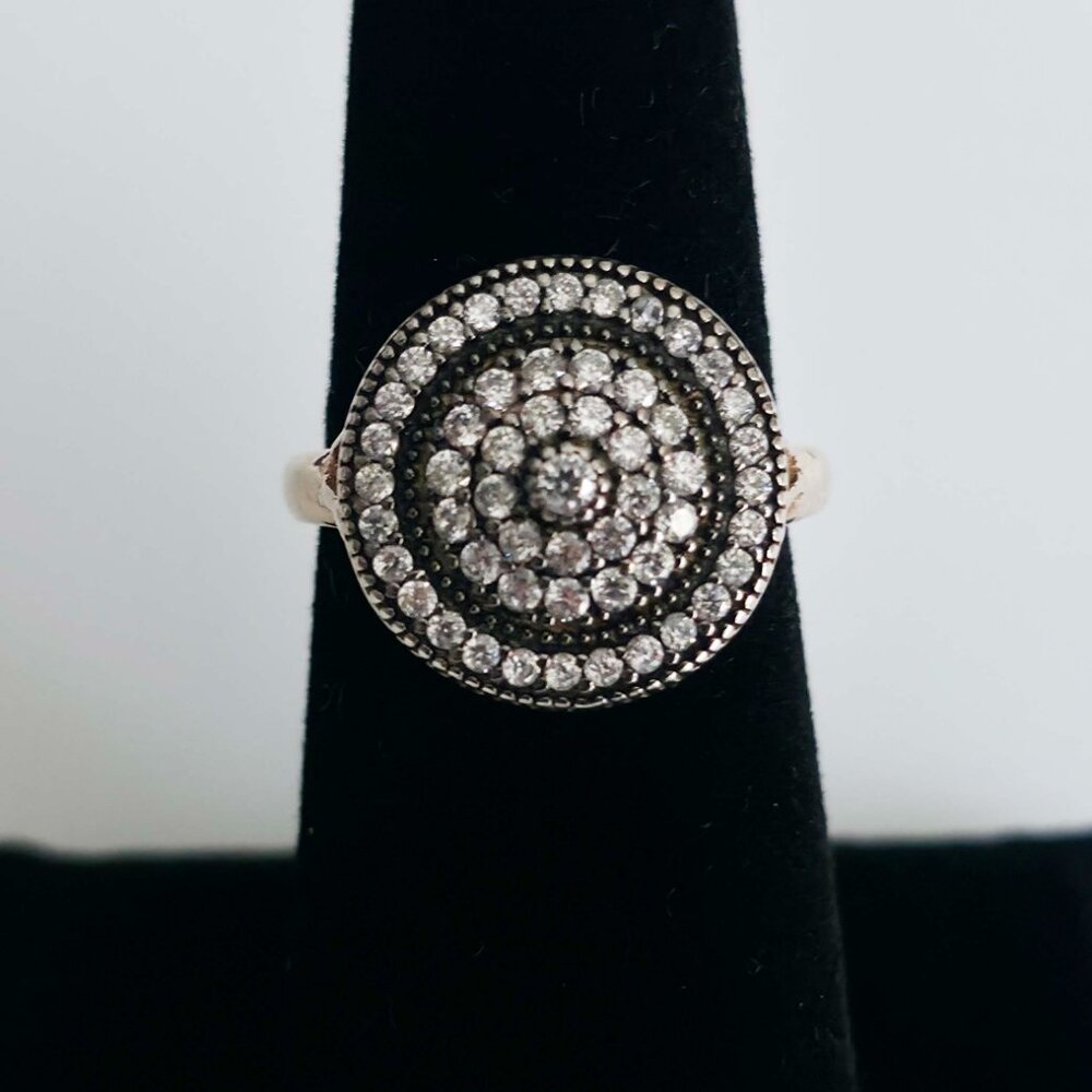 Sterling Silver Crystal Cluster Ring - image 3